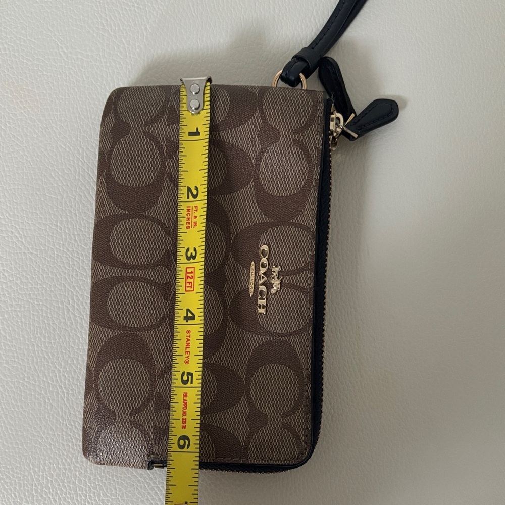 Coach Monogram Double Zipper Wristlet Brown Wristlet ( LIke New Without Tags) - Picture 11 of 15